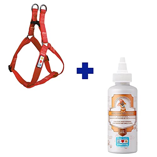 Pawtitas Pet Care Bundle - Durable Large Dog Harness & 100% Natural Ear Cleaner - Adjustable Fit