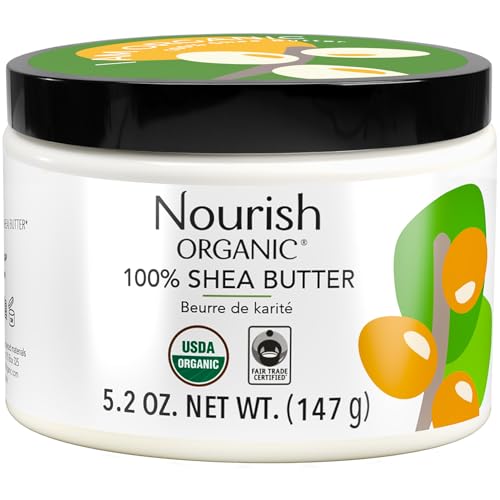 Nourish Organic Body Butter - Pure Shea Nourishment for Sensitive Skin & Hair Care - 5.2oz Jar