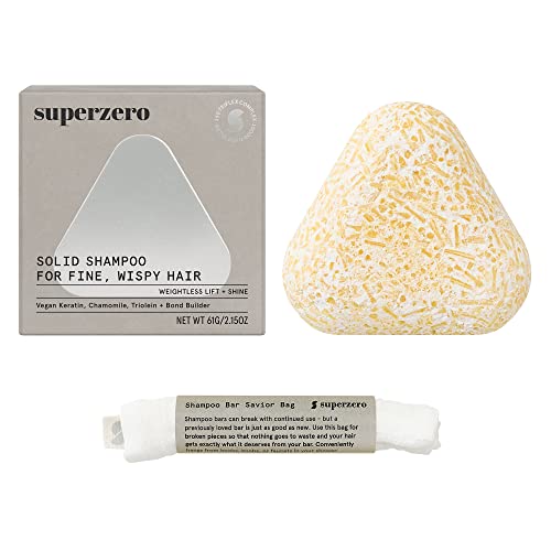 SUPERZERO Fine Hair Shampoo Bar - Volume & Shine, Organic Ingredients, Cruelty-Free - 1 Bar