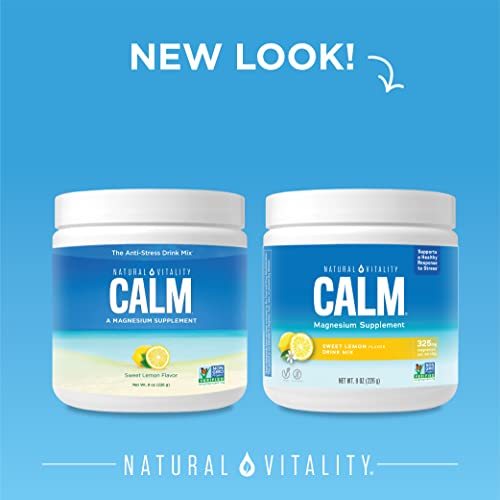 Natural Vitality Calm Magnesium Supplement - Supports Mood & Stress Relief, Sweet Lemon - 8 oz