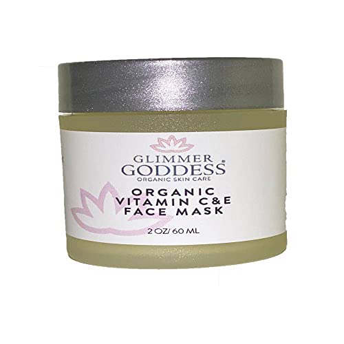 GLIMMER GODDESS Organic Face Mask - Tightens, Hydrates, Repairs Skin - Vitamin C & E, 2 oz