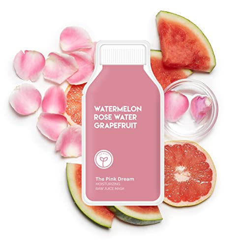 ESW Beauty The Pink Dream Sheet Mask - Hydrating Watermelon & Rose Extracts, Vegan - 25g