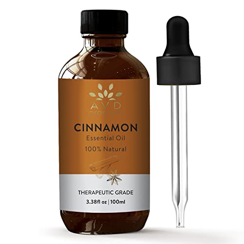 AVD Organics Cinnamon Essential Oil - 100% Pure, Therapeutic Relaxation, 3.38 fl. oz