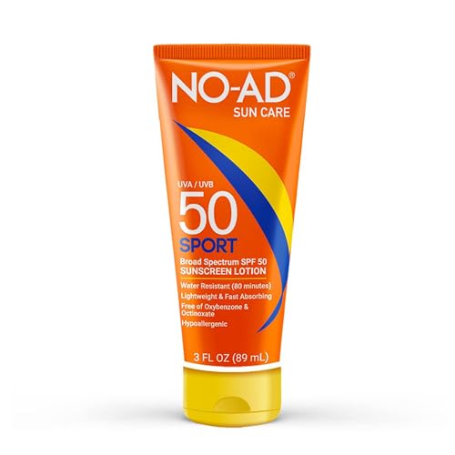 NO-AD SPF 50 Sport Sunscreen Lotion - Broad Spectrum Protection, Moisturizing - 3oz Pack of 3