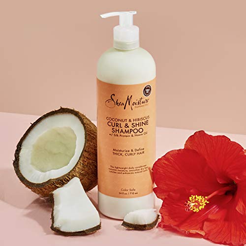 SheaMoisture Coconut Hibiscus Shampoo - Hydrates & Defines Curls, Fair Trade Ingredients - 24oz