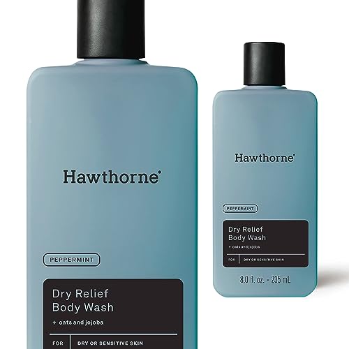 Hawthorne Men's Body Wash - Soothes Dry Skin with Peppermint, Natural Oat & Jojoba Oil - 8oz