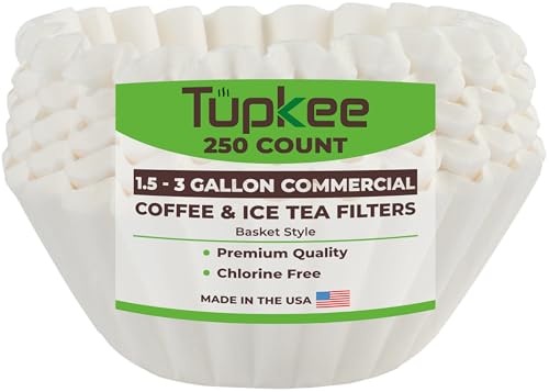 Tupkee Extra Large Coffee Filters - Chlorine-Free, Robust Flavor, 250 Count - 13x5 Inches