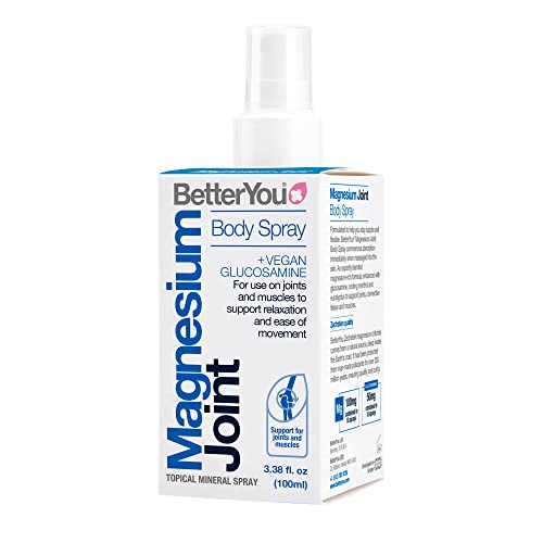 BetterYou Magnesium Joint Body Spray - Muscle Relief with Glucosamine, Cooling Eucalyptus - 3.38 oz