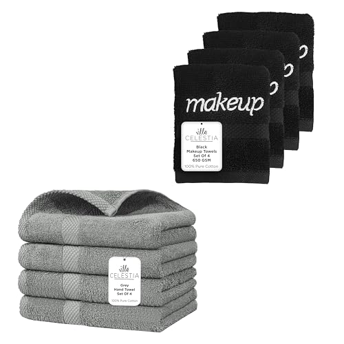 Luxurious 100% Cotton Towel Set - Ultra Absorbent, Soft & Fast Dry - 8 Pack: Grey & Black