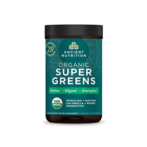 Ancient Nutrition Super Greens Powder - Boosts Digestive Health, Probiotics, 25 Servings, 7.5oz