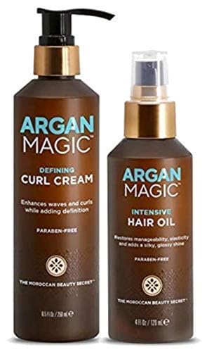 Argan Magic Hair Care Bundle - Defines Curls, Restores Manageability, Paraben-Free - 8.5oz/4oz
