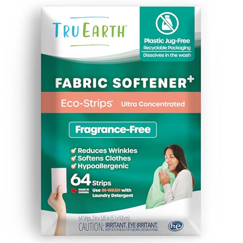 Tru Earth Fabric Softener Strips - Ultra-Concentrated, Fragrance-Free, 128 Loads - 64 Count