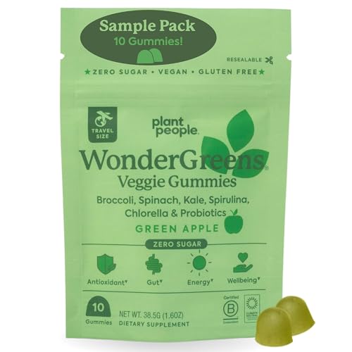 Plant People WonderGreens Gummies - Probiotics for Energy, Immune & Gut Health - Green Apple, 10ct