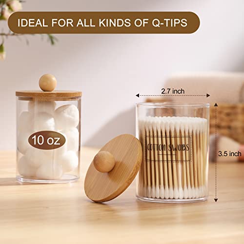 Bamboo Qtip Holder Canisters - Stylish Storage for Bathroom Essentials - 6 Pack, 10oz