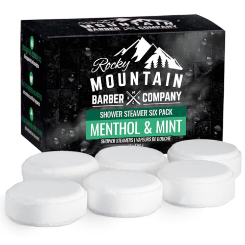 Rocky Mountain Barber Company Shower Steamer Gift Set - Invigorating Menthol & Mint - 6 Pack