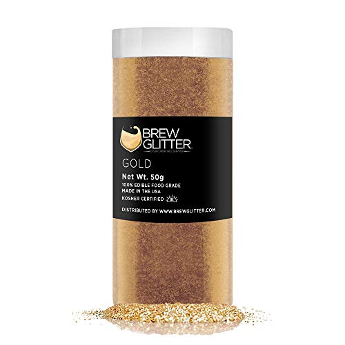 Gold BREW GLITTER - Edible Drink & Cocktail Garnish, Kosher & Vegan - 50g Gold