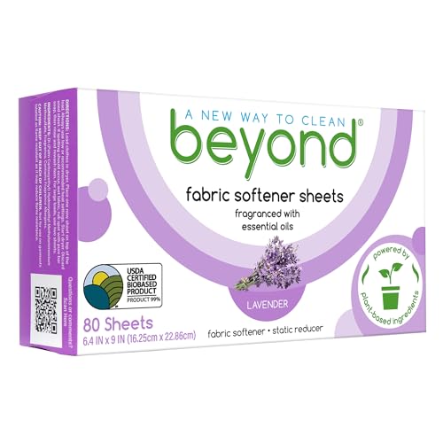 Beyond Fabric Softener Dryer Sheets - Lavender Scent, Softens & Reduces Static - 80 Sheets