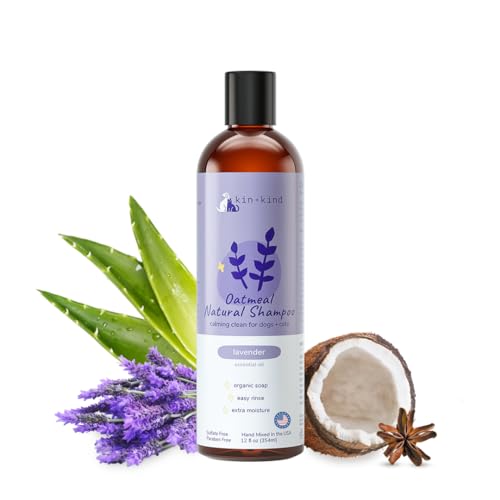 kin+kind Dog Shampoo - Soothes Itchy Skin with Lavender & Oatmeal, Vet Approved - 12 fl oz