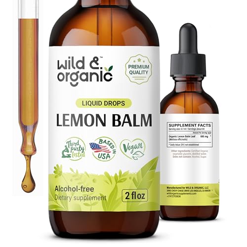 Wild & Organic Lemon Balm Drops - Relaxation Support, Vegan Ingredients - 2 fl oz