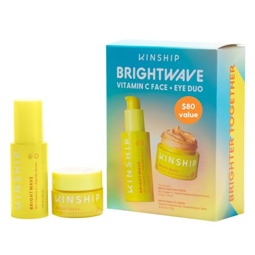 Kinship Face Serum & Eye Cream Duo - Brightens, Fades Dark Spots, Reduces Fine Lines - 1oz + 0.5oz