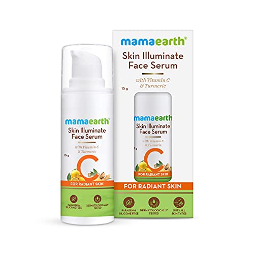 Mamaearth Vitamin C Face Serum - Brightens & Firms Skin, Turmeric Infused - 0.51 Fl Oz/15ml