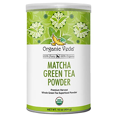 Organic Veda Matcha Green Tea Powder - Antioxidant-Rich, Culinary Uses, USDA Certified - 4oz