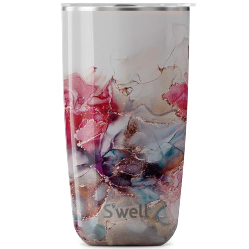 S'well Stainless Steel Tumbler - Keeps Drinks Cold 12H & Hot 4H, BPA Free, 18oz Rose Marble