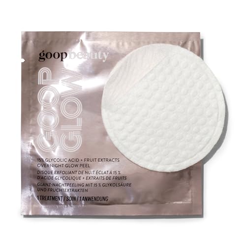 goop beauty Facial Peel - 15% Glycolic Acid Overnight Exfoliation, Brightens Skin - 4 Pads