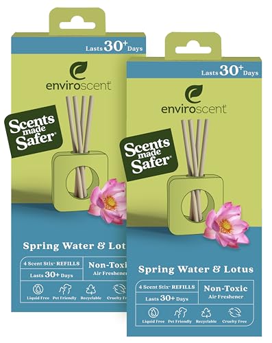 Enviroscent Non-Toxic Air Freshener - Lasts Over 30 Days, Spring Water & Lotus Scent - 8 Refills