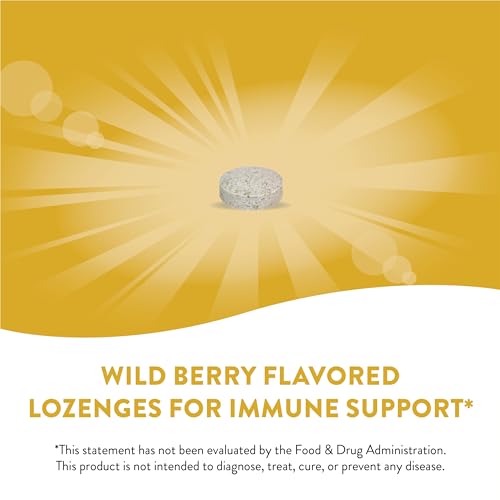 Zinc Lozenges | Immune Support, 100 mg Vitamin C, 23 mg Zinc, Wild Berry Flavor, 60 Count