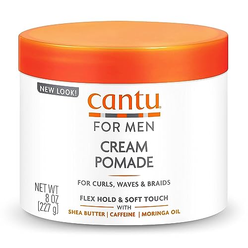 Cantu for Men Cream Pomade - Moisture Lock, Strong Hold, No Sulfates - 8 oz