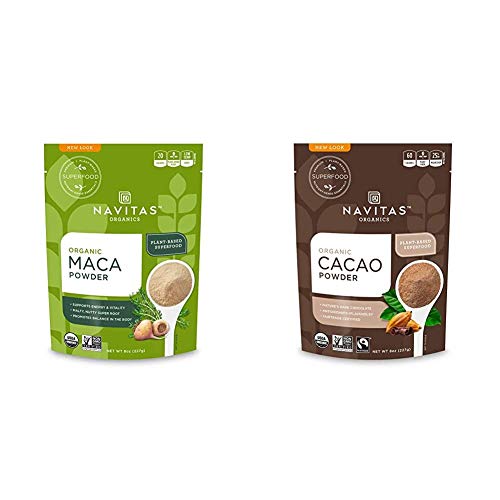 Navitas Organics Maca & Cacao Powder Bundle - Energy Boost, Antioxidants, 23 Servings