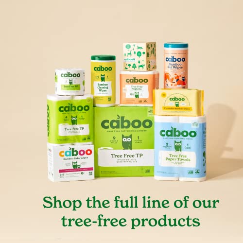 Caboo Toilet Paper - Soft & Strong, Septic Safe, Non-GMO, 300 Sheets/Roll, 4 Double Rolls