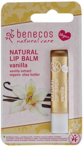 Benecos Natural Lip Balm - Organic Shea Butter, Sweet Vanilla Scent, Vegan - 0.16oz