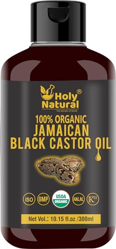 Holy Natural Organic Jamaican Black Castor Oil - Strengthens Hair, Nourishes Scalp - 10.15 fl oz