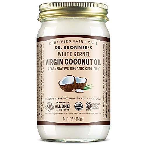 Dr. Bronner's Organic Virgin Coconut Oil - Versatile for Cooking & Body Care, Fair Trade, 14oz