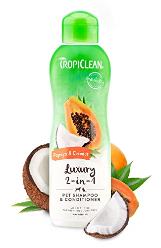 TropiClean 2-in-1 Papaya & Coconut Dog Shampoo - Cleans & Conditions, Cruelty-Free - 20oz