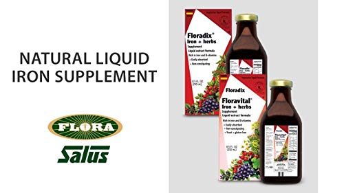 FLORA Floravital Iron & Herbs - Supports Iron Levels, Vegan, Gluten-Free, 8.5 Fl Oz