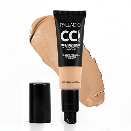 Palladio CC Cream - Full Coverage for Redness & Uneven Tone, Oil-Free with Peptides, 30N