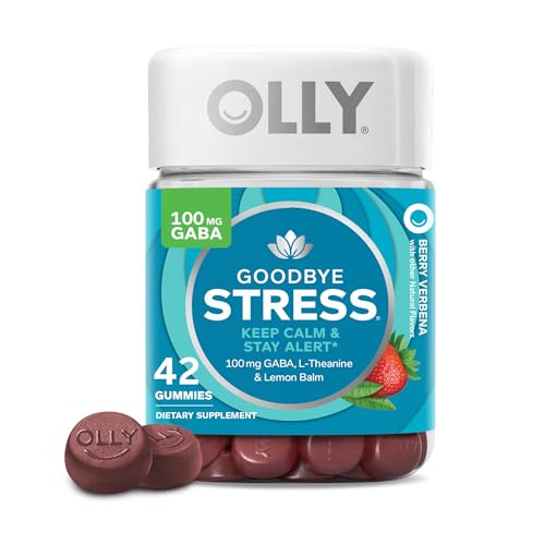 OLLY Goodbye Stress Gummy - GABA & L-Theanine for Calm, Berry Verbena Flavor - 42 Count