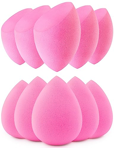 BEAKEY Makeup Sponge Set - Soft, Bouncy Blending for Cream & Liquid, Latex-Free - 10pcs Pink