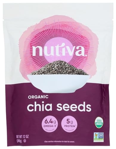 NUTIVA Black Chia Seeds - USDA Organic, Non-GMO, Vegan - 12oz, Pack of 3