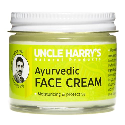 Uncle Harry's Ayurvedic Face Cream - Hydrating Jojoba & Soothing Oils, Vegan - 2oz Glass Jar