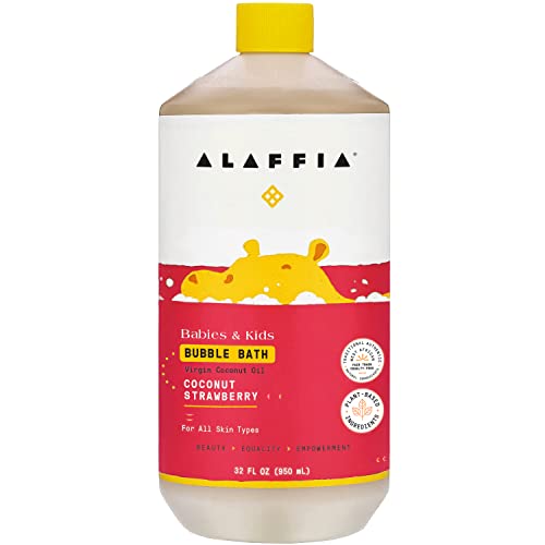 Alaffia Baby Bubble Bath - Gentle Cleansing & Calming, Plant-Based, Coconut & Strawberry - 32 Fl Oz