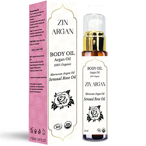 ZIN ARGAN Body Oil - Nourishing Moisturizer with Organic Argan & Moroccan Rose Oil - 50ml