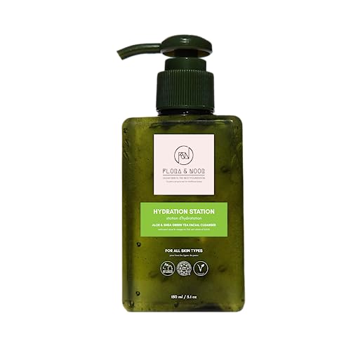 Flora & Noor Face Wash - Gentle Cleanser with Aloe & Green Tea for All Skin Types - 5.1oz