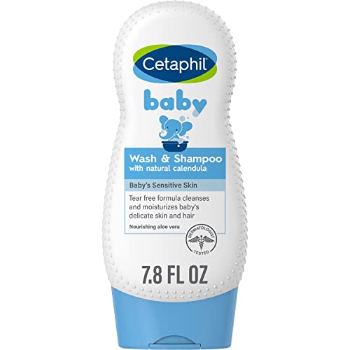 Cetaphil Baby Shampoo & Body Wash - Tear-Free, Moisturizing Calendula for Sensitive Skin - 7.8oz