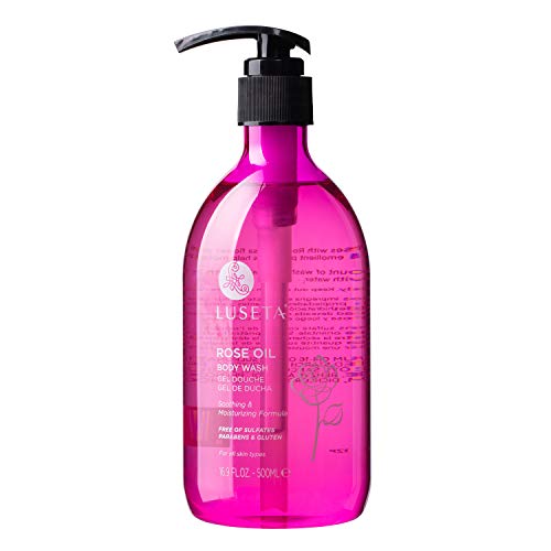 Luseta Rose Oil Body Wash - Deep Moisturizer, Gentle Cleanser, Gluten & Paraben Free - 16.9oz