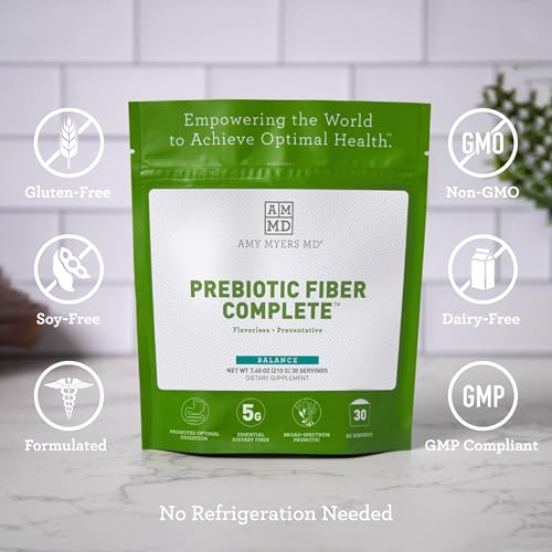 Amy Myers MD Probiotic Fiber Powder - Supports Gut Health, Non-GMO, Gluten-Free - 1 Month Supply