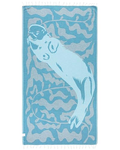 Sand Cloud Oversized Turkish Beach Towel - Quick Dry, 100% Organic Cotton, Mr. Otter Design - 36x67